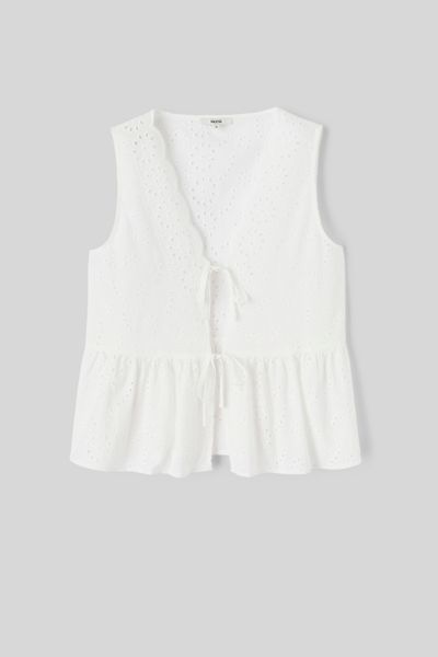 Blouse à nouer en broderie anglaise