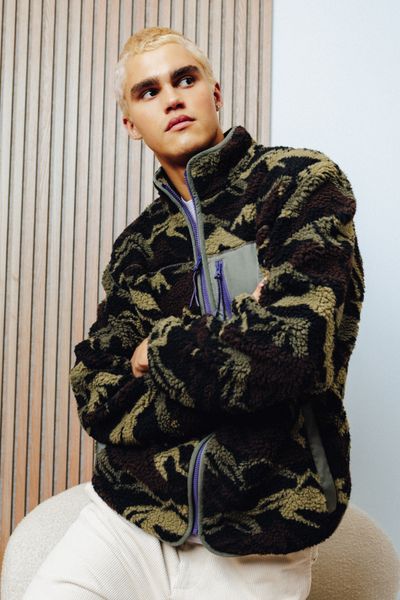 Blouson zippé imprimé sherpa