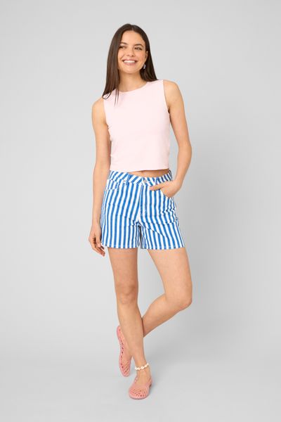 Short denim ray&eacute;