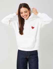 Sweat col capuche imprimé devant / dos