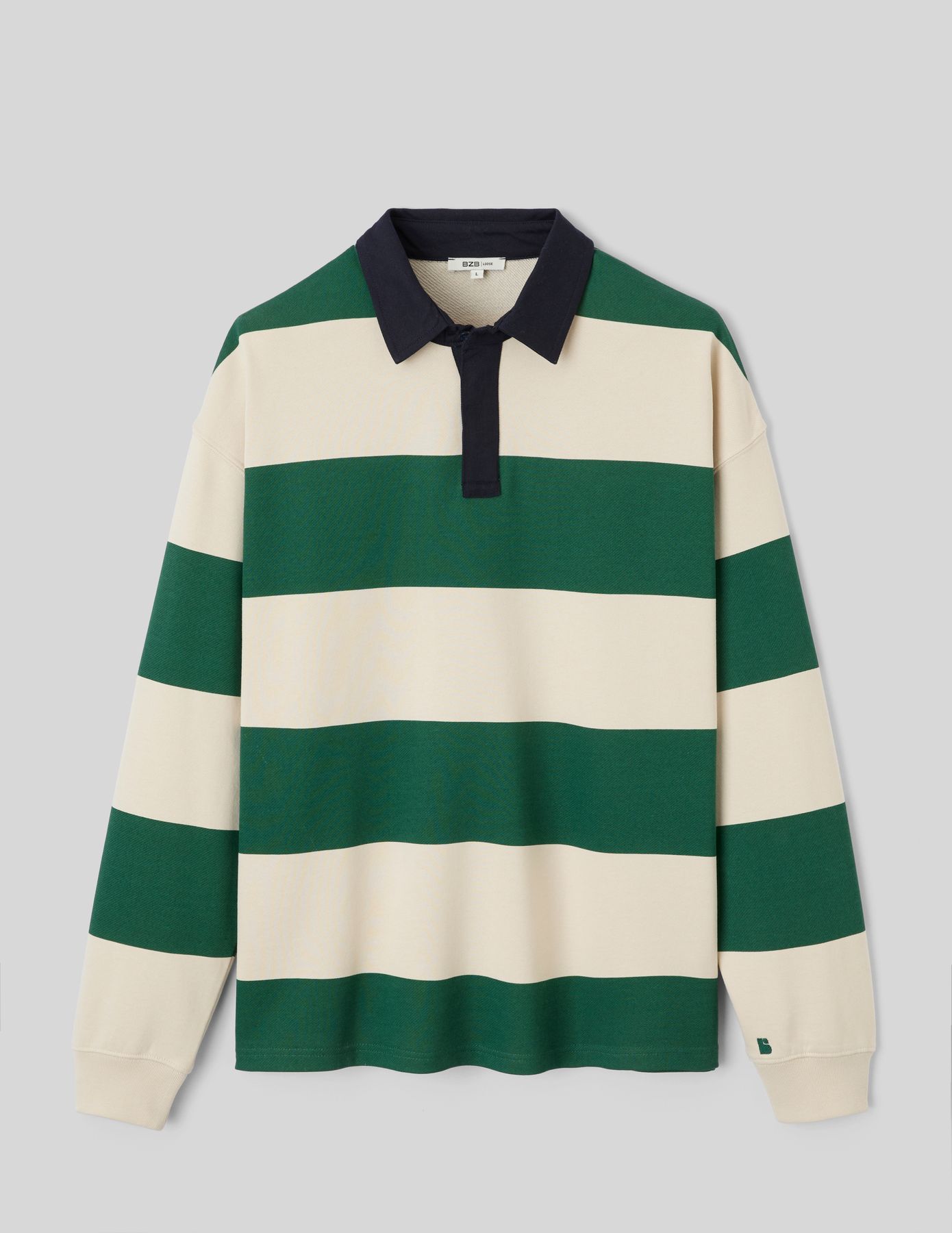 Sweat col polo &agrave; rayures