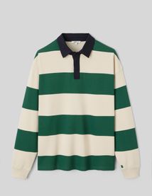 Sweat col polo &agrave; rayures