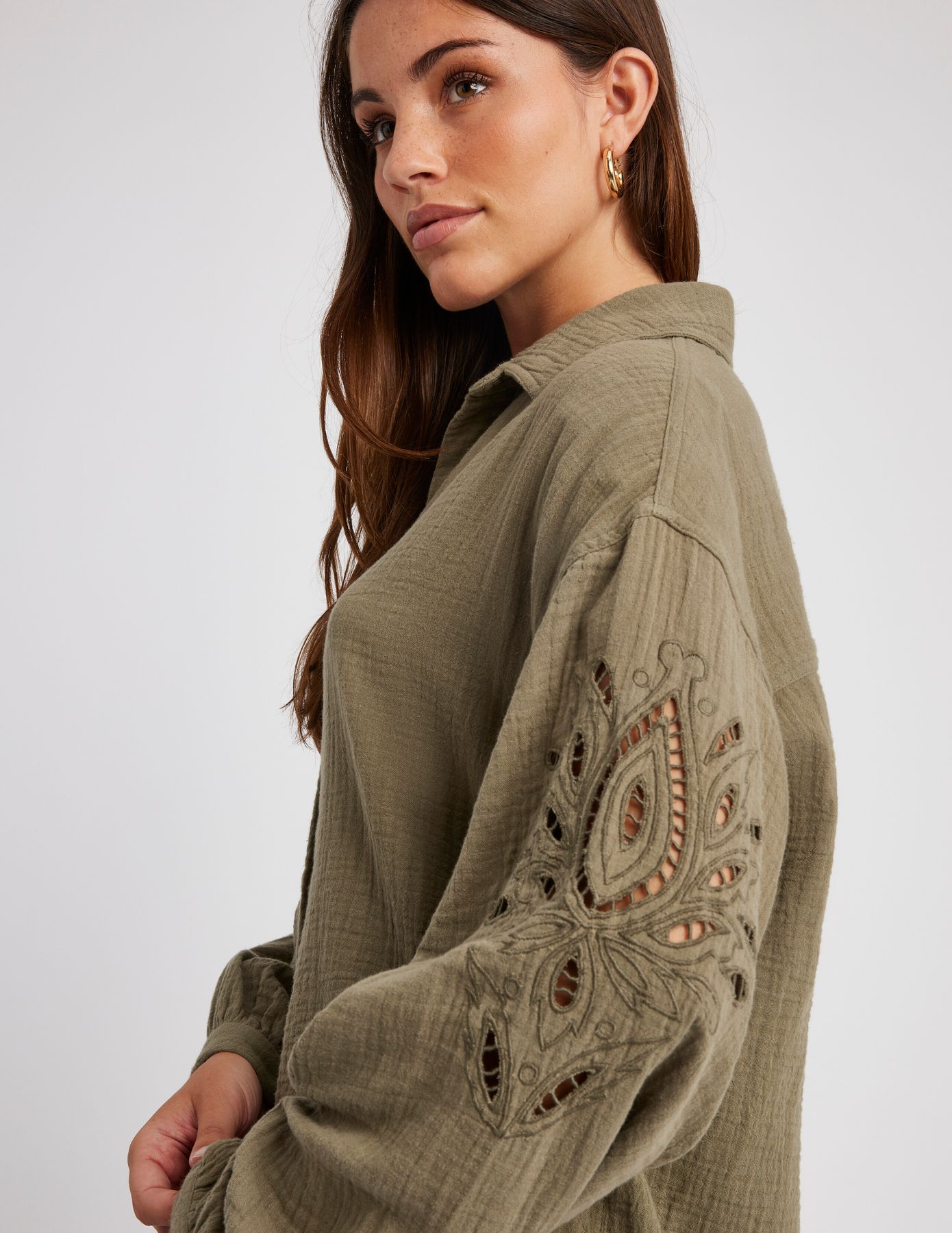 Chemise en gaze de coton unie