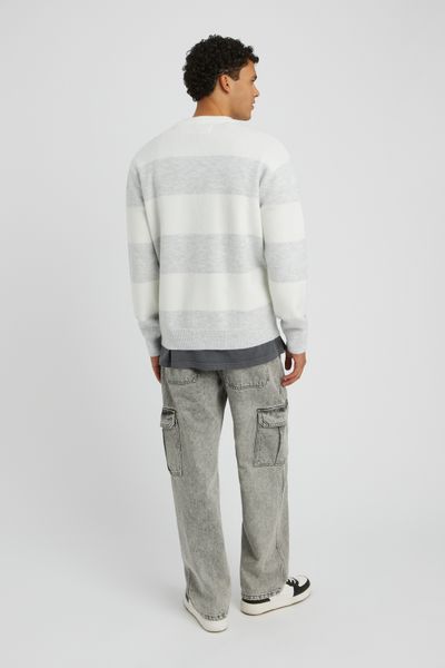 Pull col rond maxi rayures