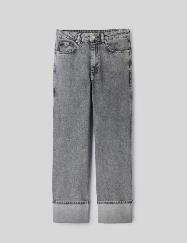 Jean wide leg à revers