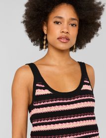 D&eacute;bardeur ray&eacute; en crochet multicolore