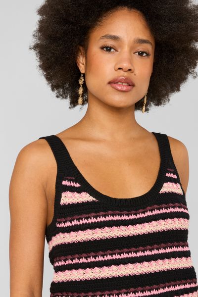 D&eacute;bardeur ray&eacute; en crochet multicolore