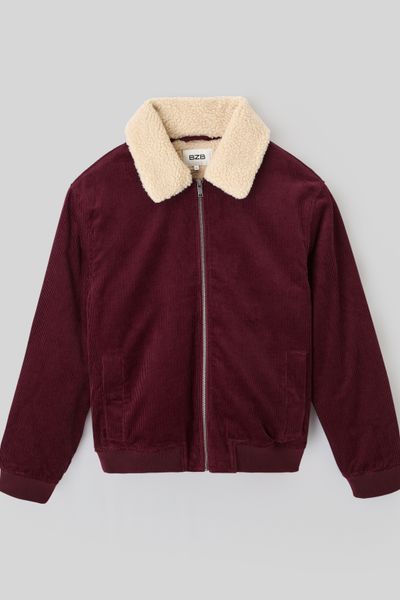 Blouson zippé velours col sherpa