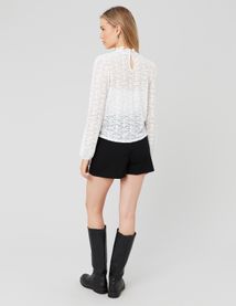 T-shirt col montant dentelle