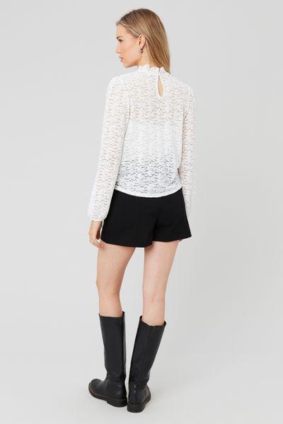 T-shirt col montant dentelle