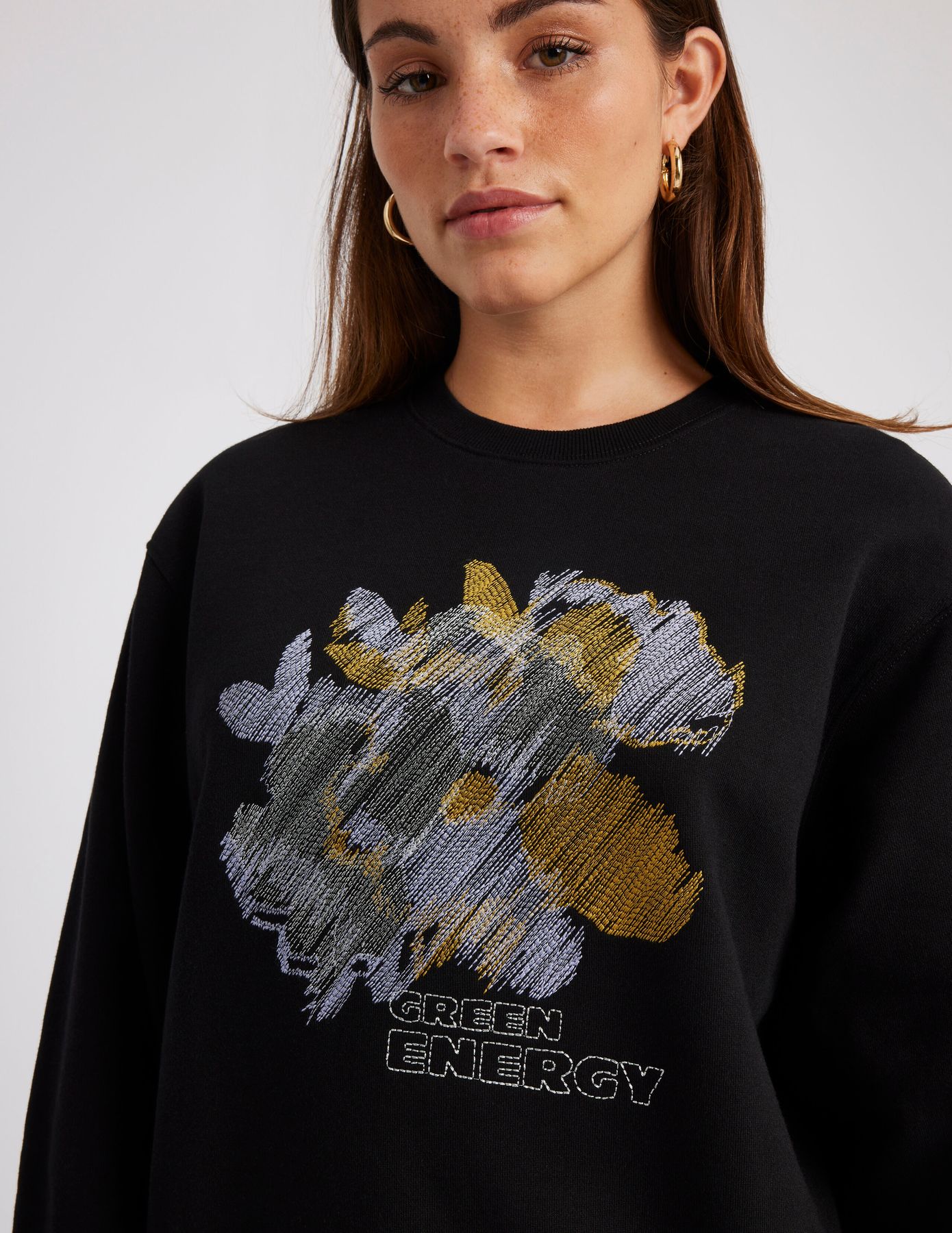 Sweat col rond brodé