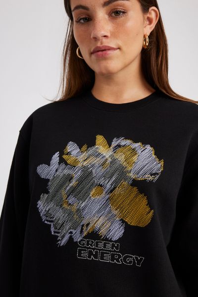 Sweat col rond brodé