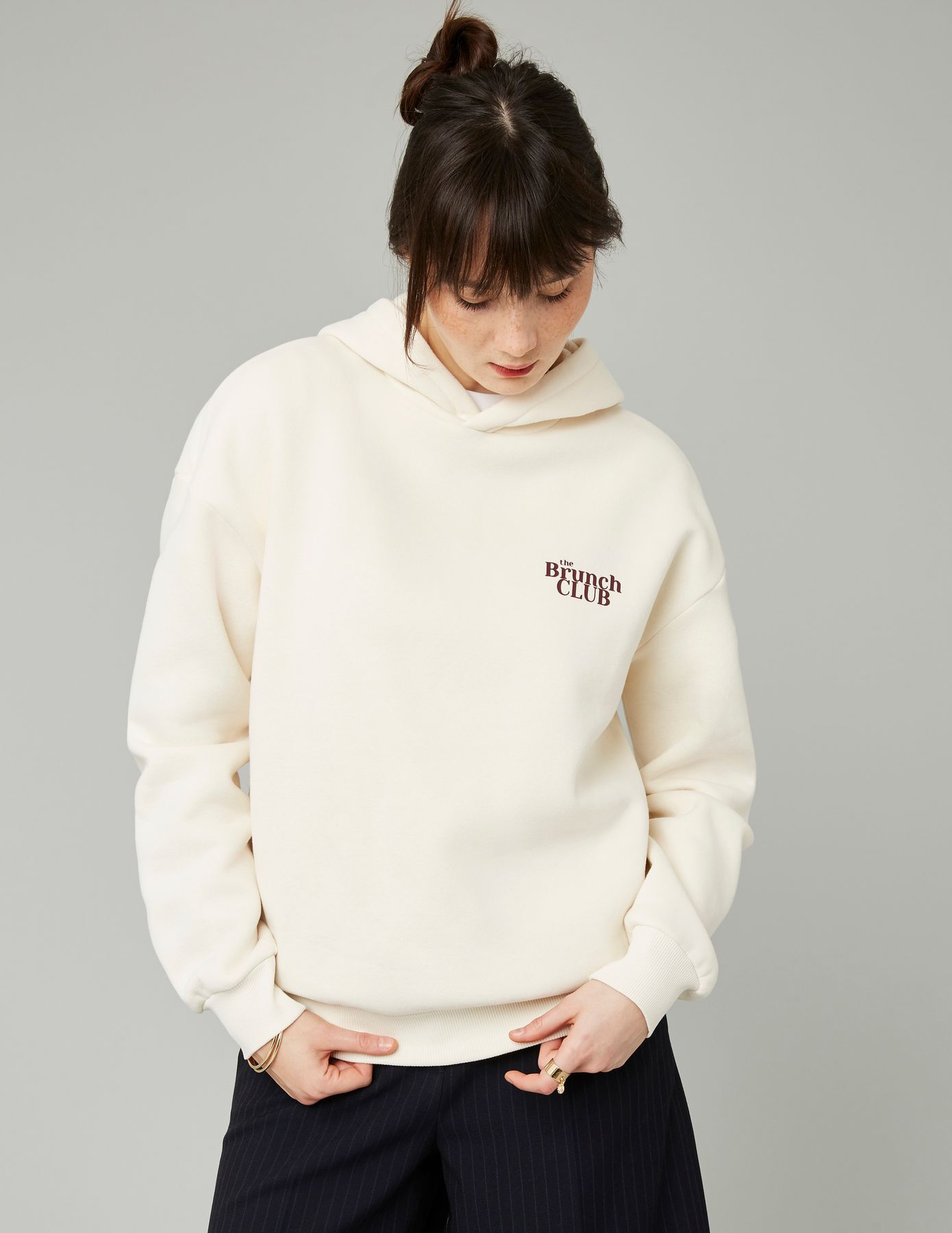 Sweat col capuche imprimé devant/dos