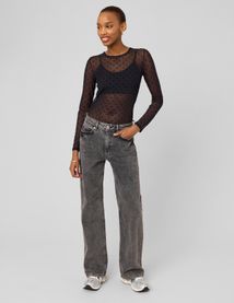 T-shirt r&eacute;sill&eacute; imprim&eacute; flock