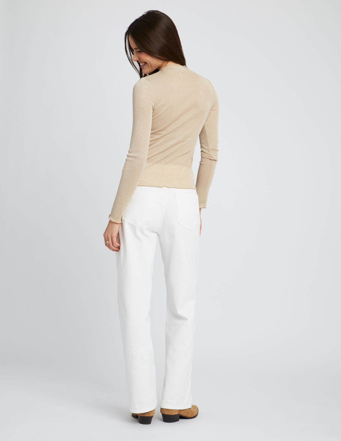 T-shirt col montant pailleté