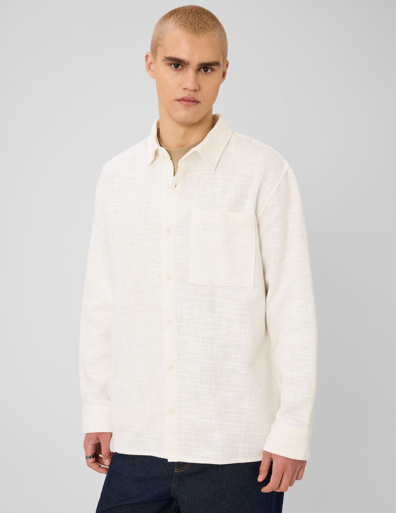 Surchemise unie mati&egrave;re fantaisie