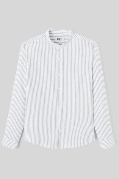Chemise rayée col mao