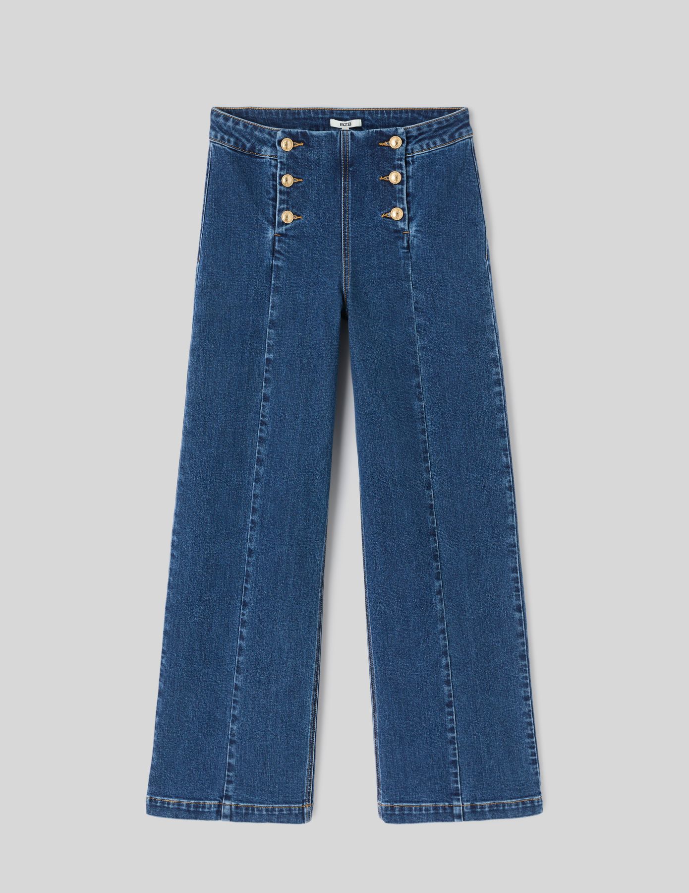 Jean wide leg boutonn&eacute;