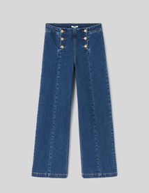 Jean wide leg boutonn&eacute;