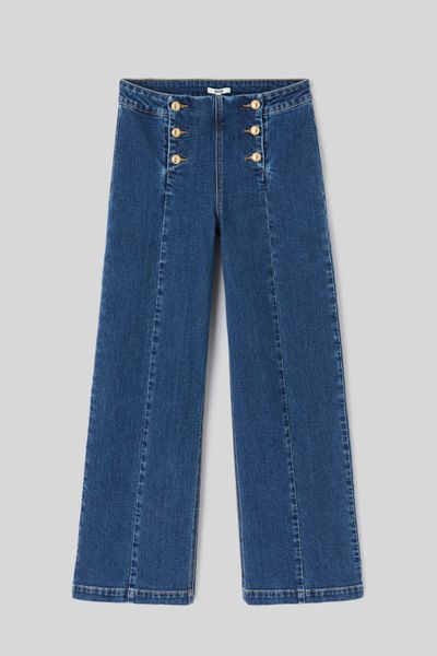 Jean wide leg boutonn&eacute;
