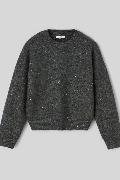 Pull col rond paillet&eacute;