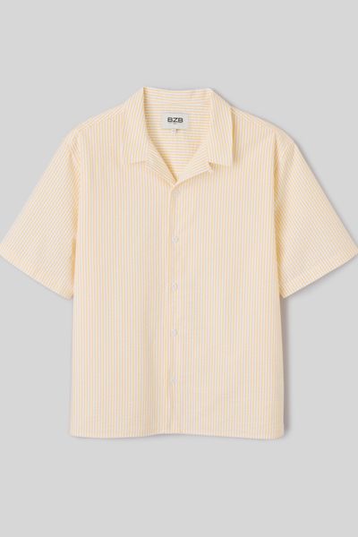 Chemise manches courtes ray&eacute;e seersucker