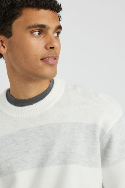 Pull col rond maxi rayures
