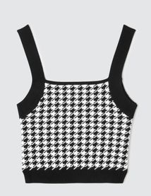 Débardeur tricot motif pied-de-poule