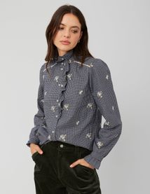 Chemise à carreaux brodée