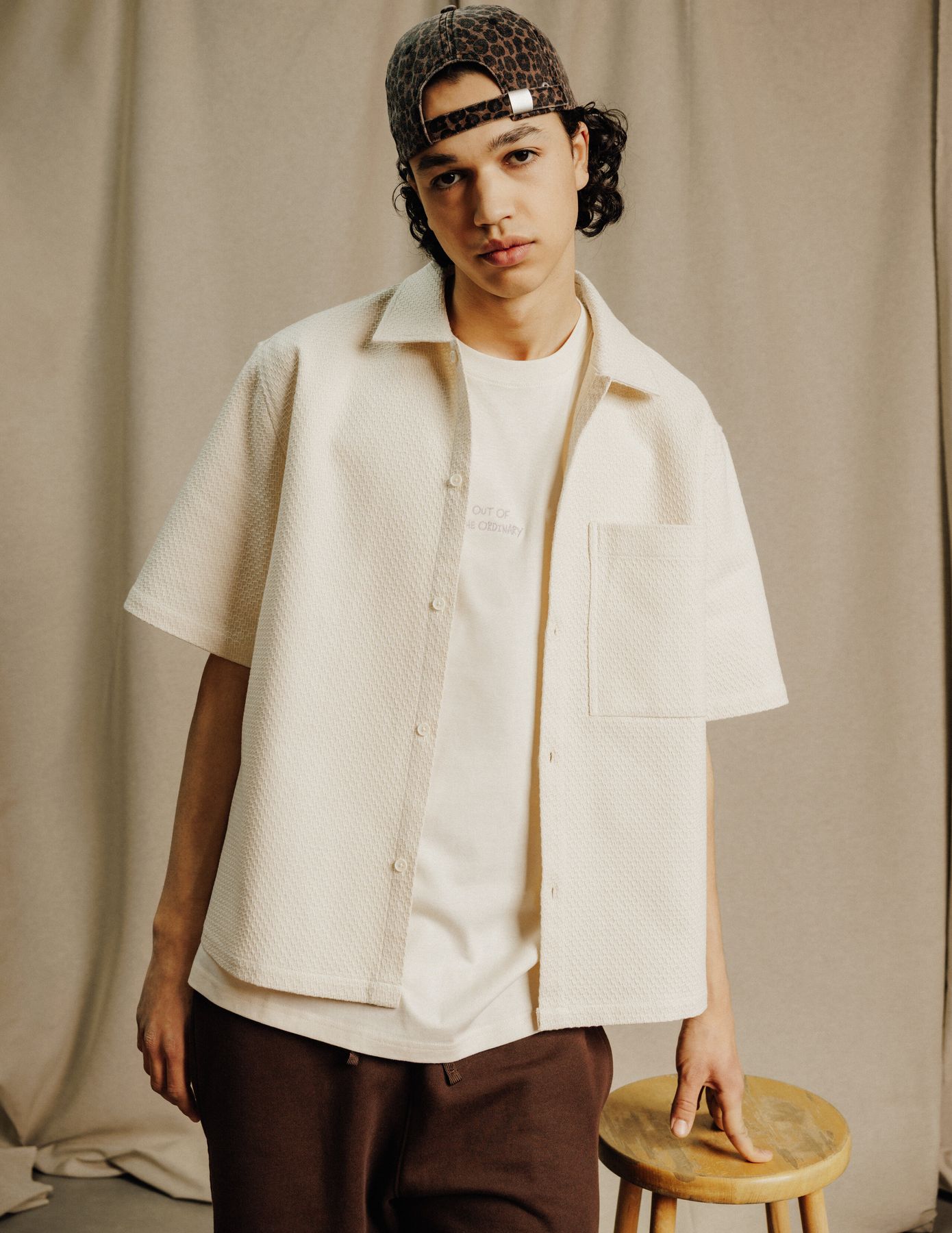 Chemise manches courtes textur&eacute;e