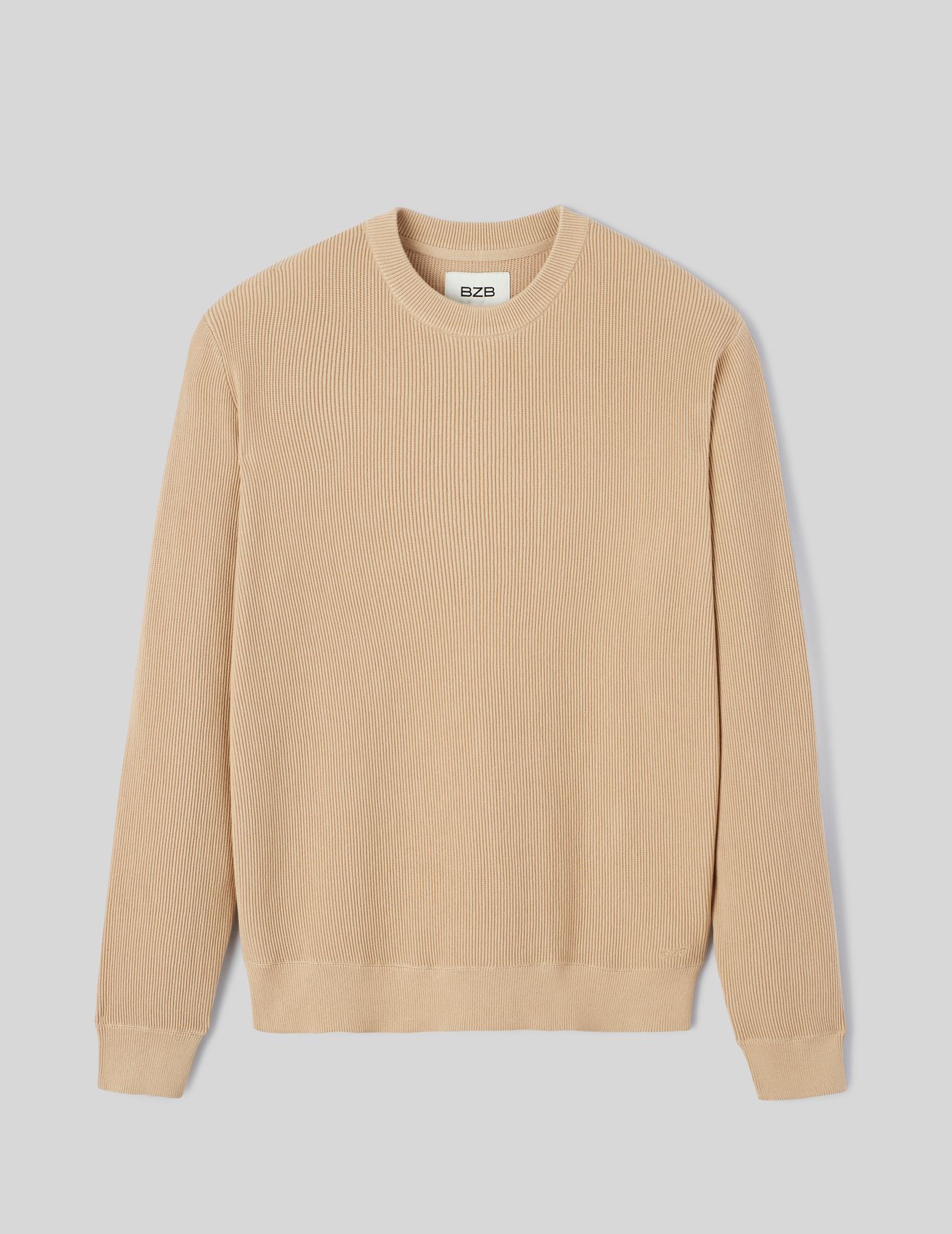 Pull col rond maille c&ocirc;tel&eacute;e