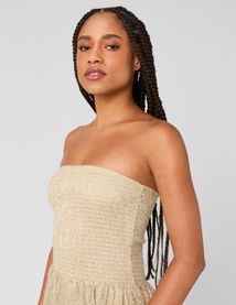 Robe longue bustier brillante