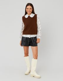Pull sans manches bouclette