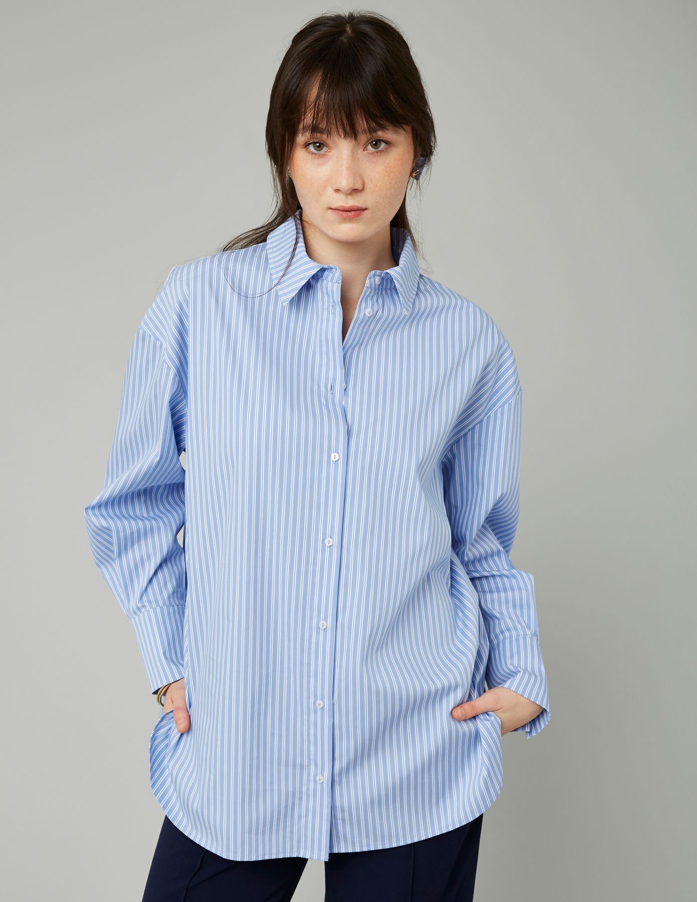Chemise en popeline rayée