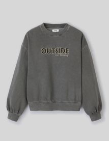Sweat col rond broderie léopard