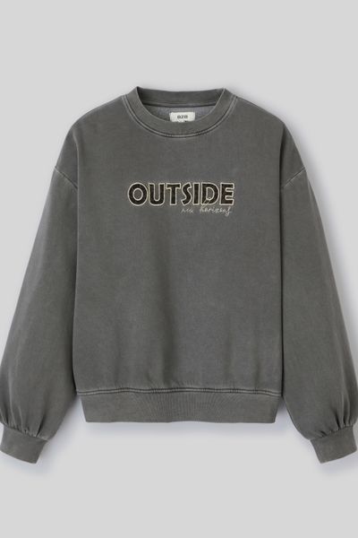 Sweat col rond broderie léopard
