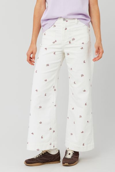 Pantalon en velours brodé