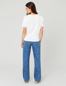 Jean straight brodé noeuds