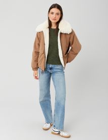 Blouson col mati&egrave;re duveteuse