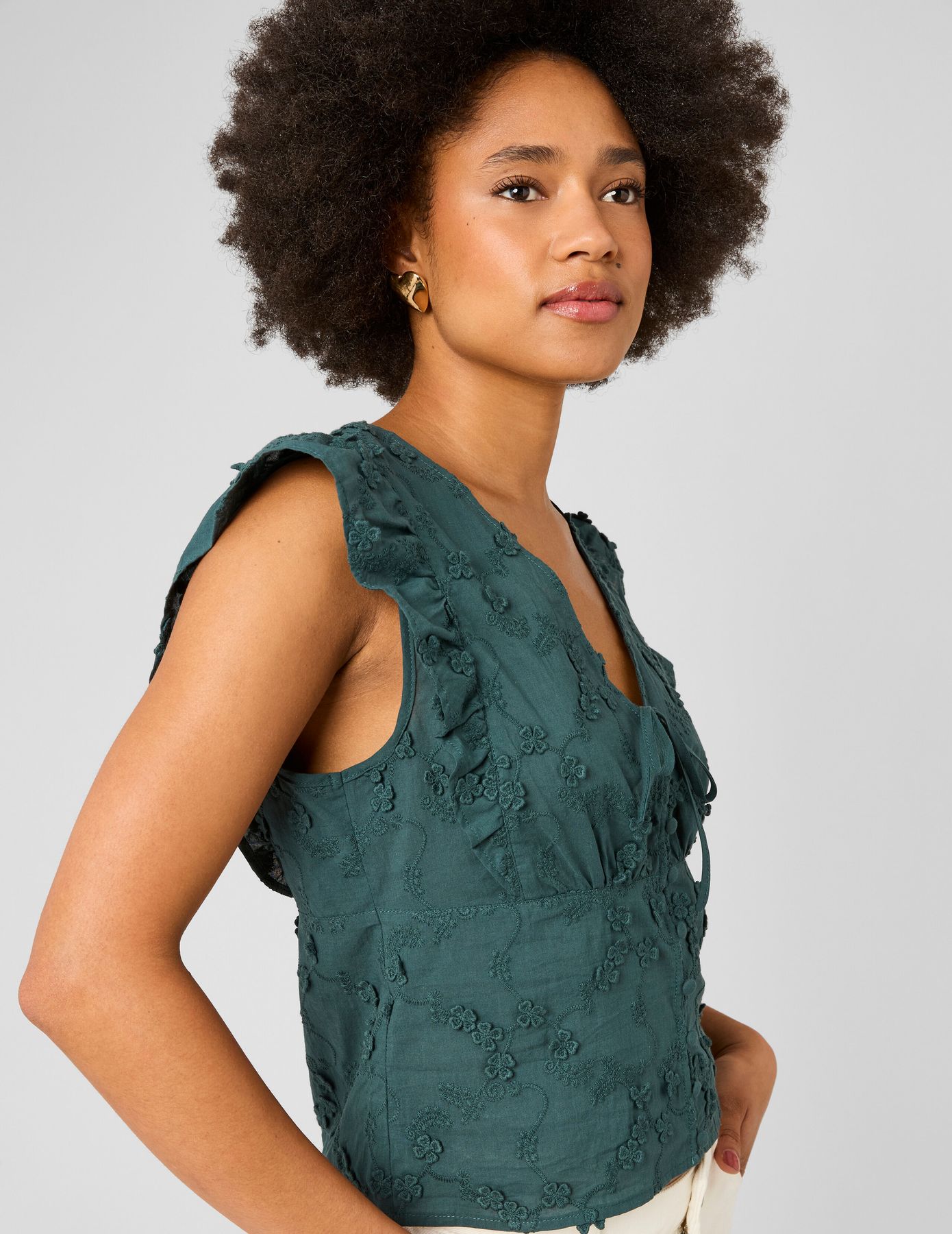 Blouse sans manches en broderie 3D