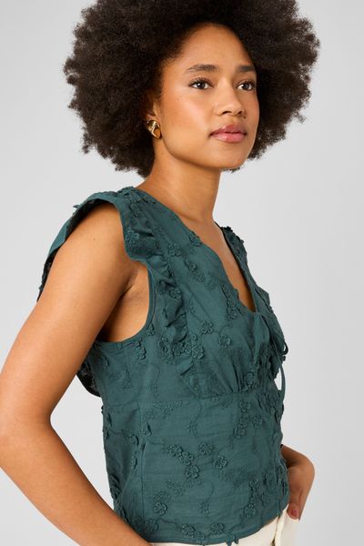 Blouse sans manches en broderie 3D