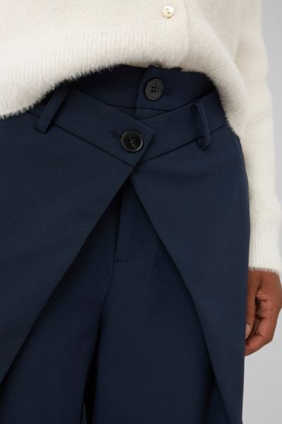 Pantalon large &agrave; plis et double bouton