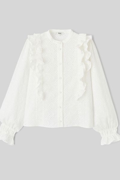 Blouse broderie anglaise &agrave; volants