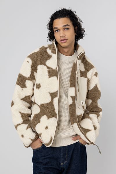 Veste sherpa zippée fleurs