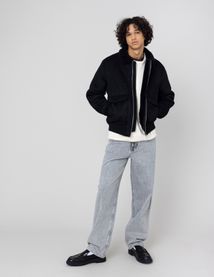 Blouson zipp&eacute; peau retourn&eacute;e