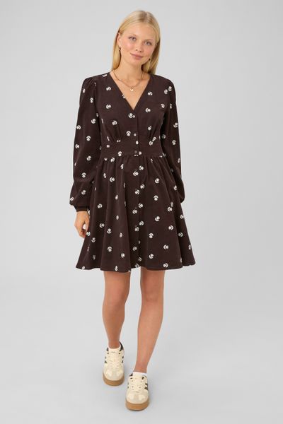 Robe courte en velours imprim&eacute;e