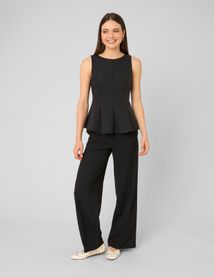 Pantalon droit &agrave; ceinture