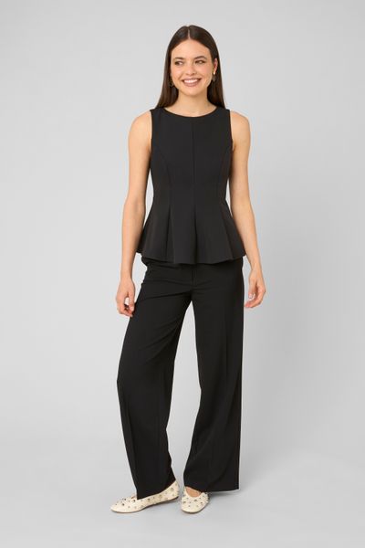 Pantalon droit &agrave; ceinture