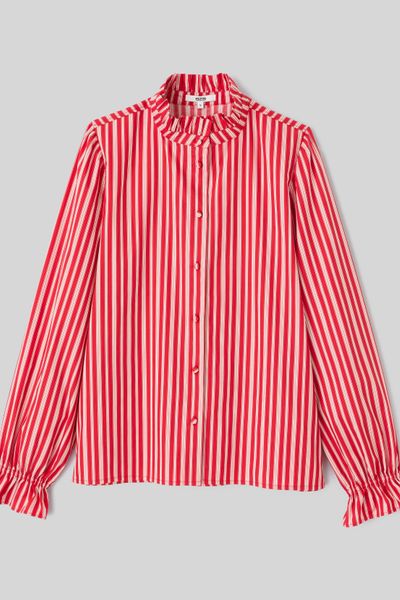 Chemise col montant rayée