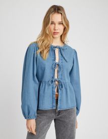 Chemise en denim à nœuds